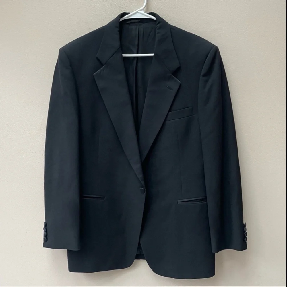 Christian Dior Monsieur Black Single Button Satin Lapel Blazer Men’s Size L
